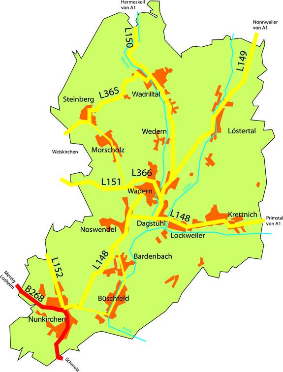 2021_Übersicht_mit_Bächen_der_Stadt_Wadern_mit_Wadrilltal
