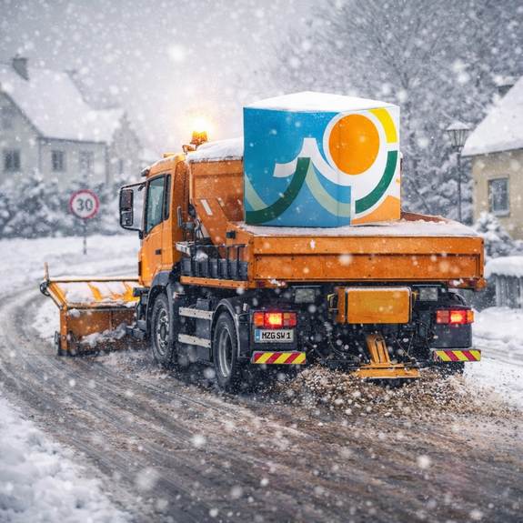 Schneefall ist an sich eine schöne Sache. Für den Räumdienst stellt die winterliche Wetterlage allerdings eine Herausforderung dar. SchneepflugWadern