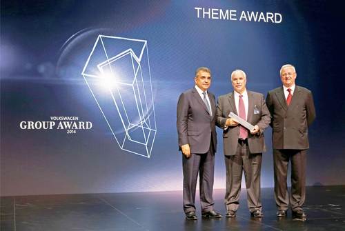V.l.n.r: Dr. Francisco Javier Garcia Sanz, Larry Johnson, Prof. Martin Winterkorn