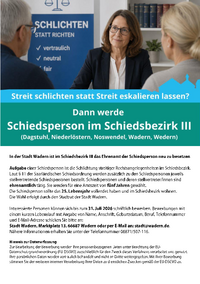 Ausschreibung_Schiedsperson für den Schiedsbezirk III